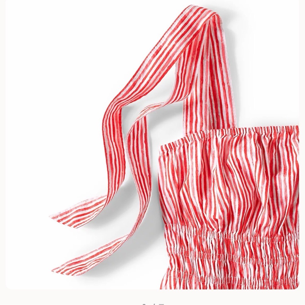 Lands End red and Pink Striped Midi Dress - Picture 7 of 7